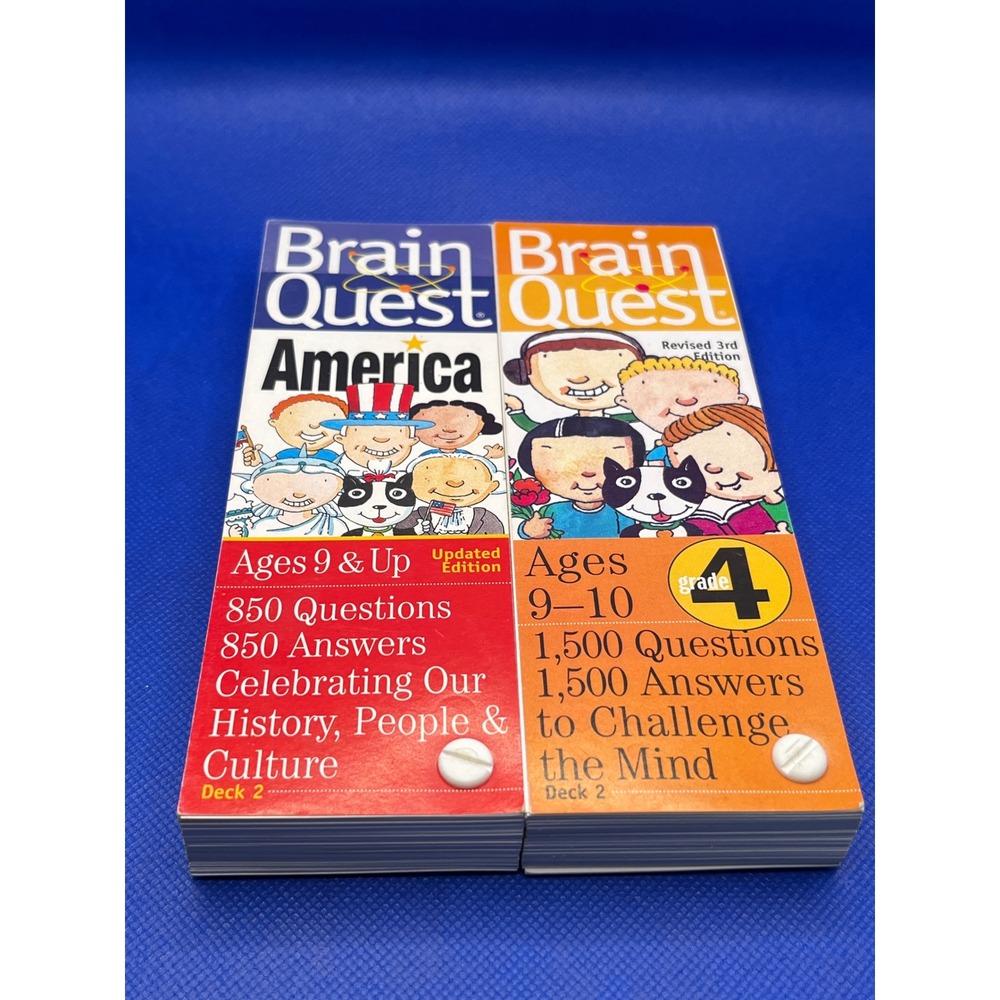 Brain Quest America & Grade 4 Trivia Card Decks Ages 9-10 Workman Educational Lt